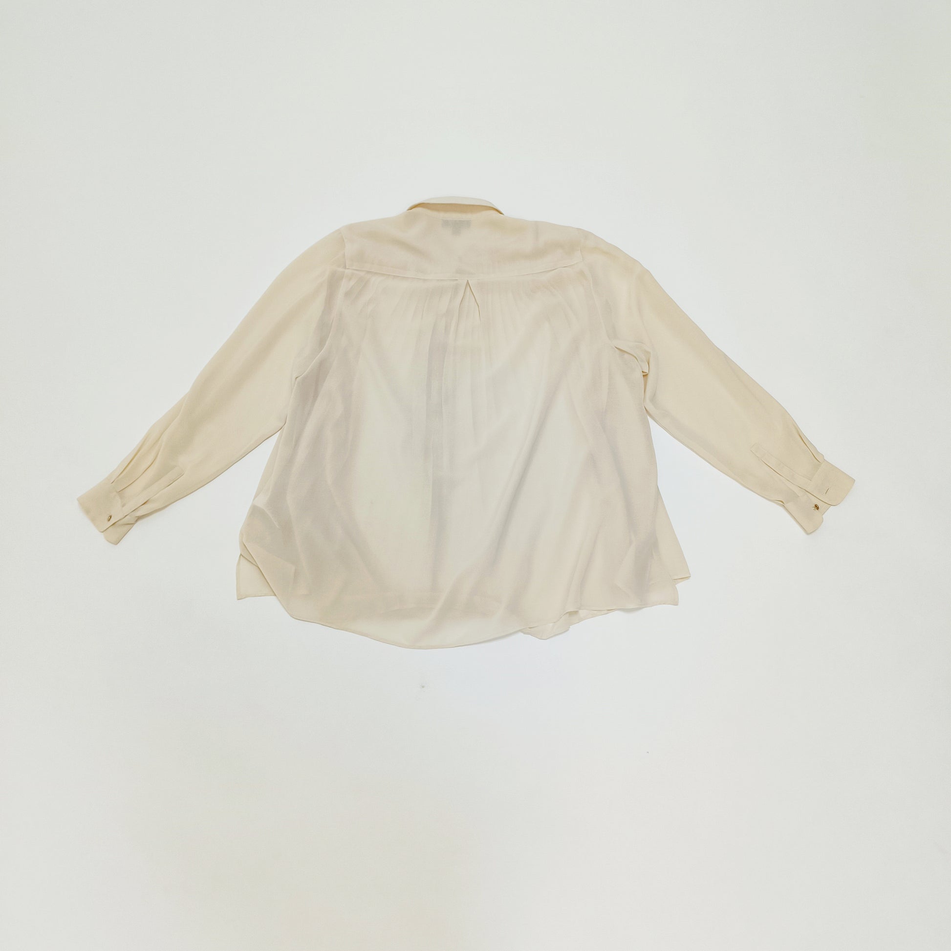 Cream Flowy Button Up Womens Blouse Size Small | Preloved