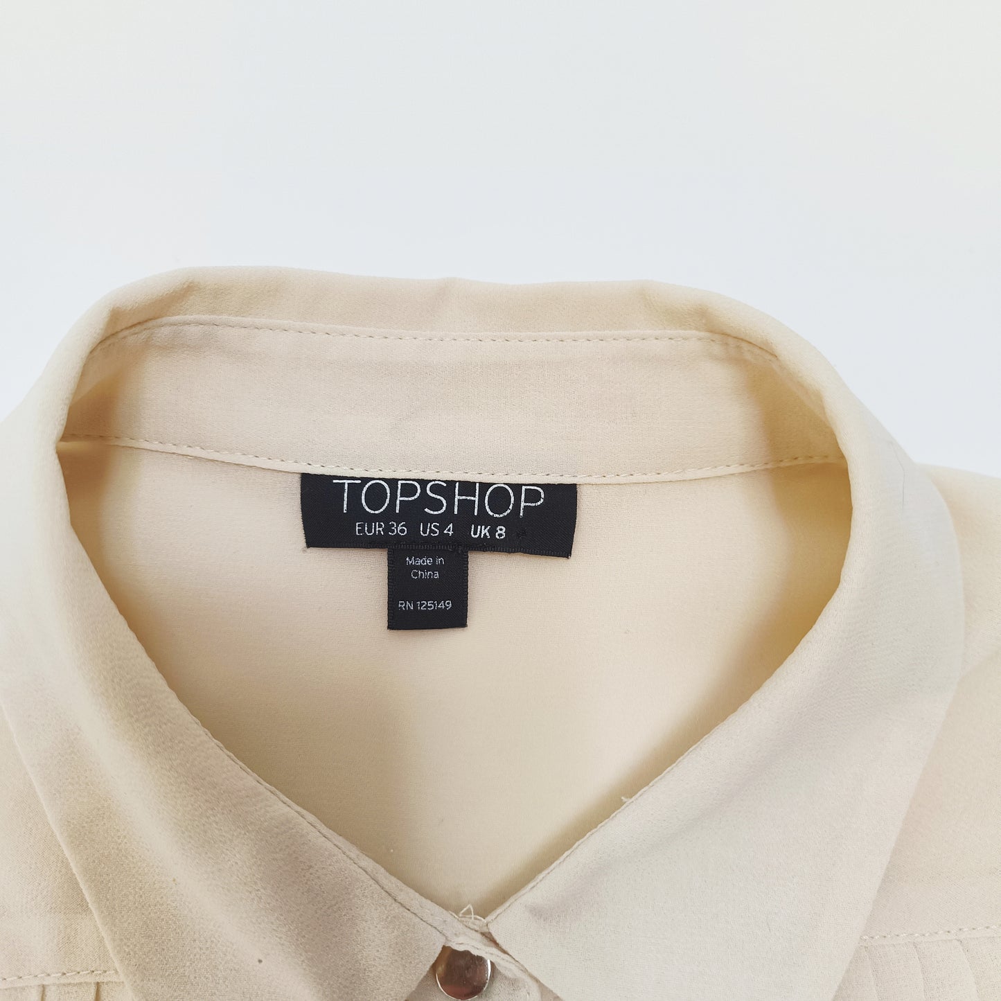 Cream Flowy Button Up Womens Blouse Size Small | Preloved