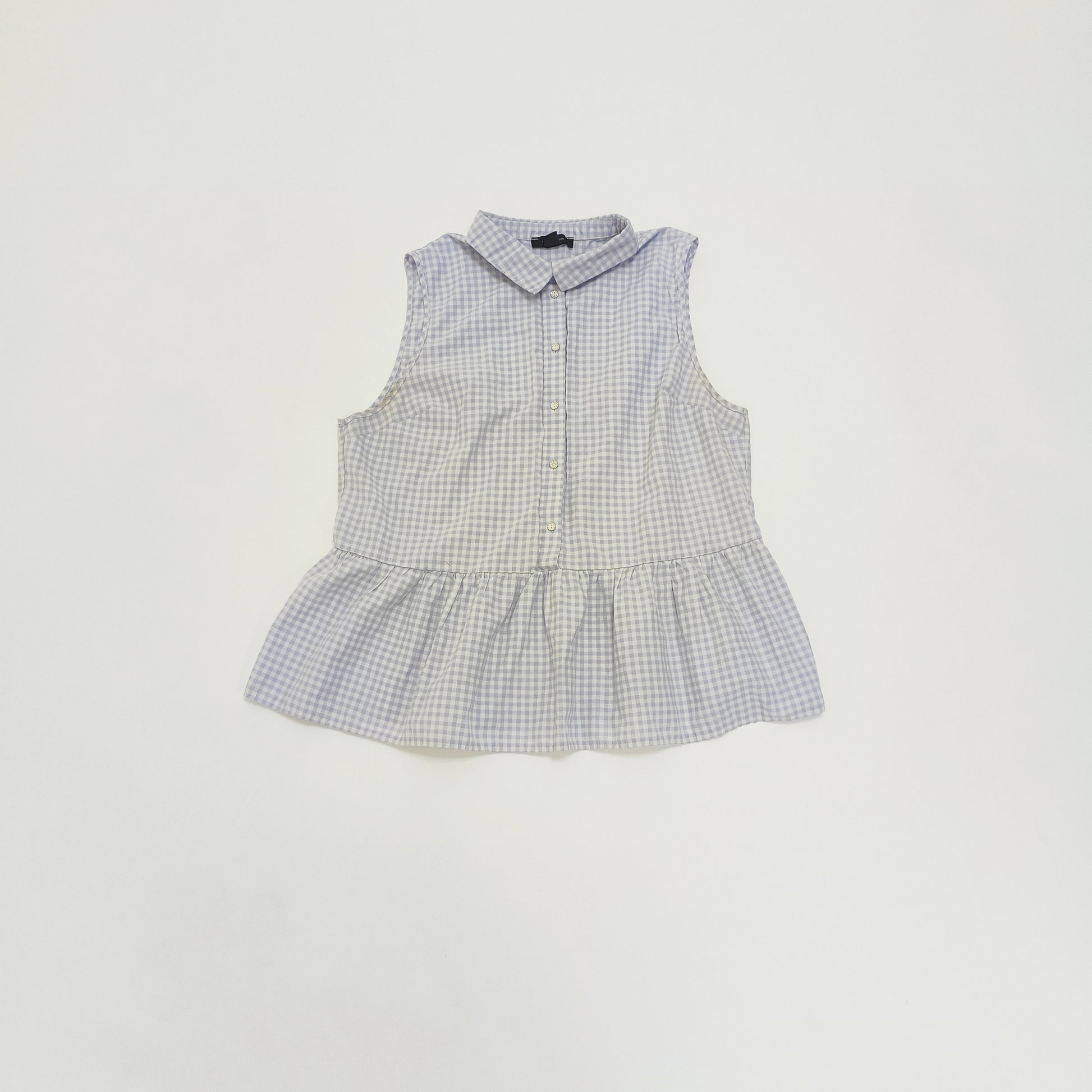 Lilac Gingham Peplum Edge Top Size Extra Large | Preloved