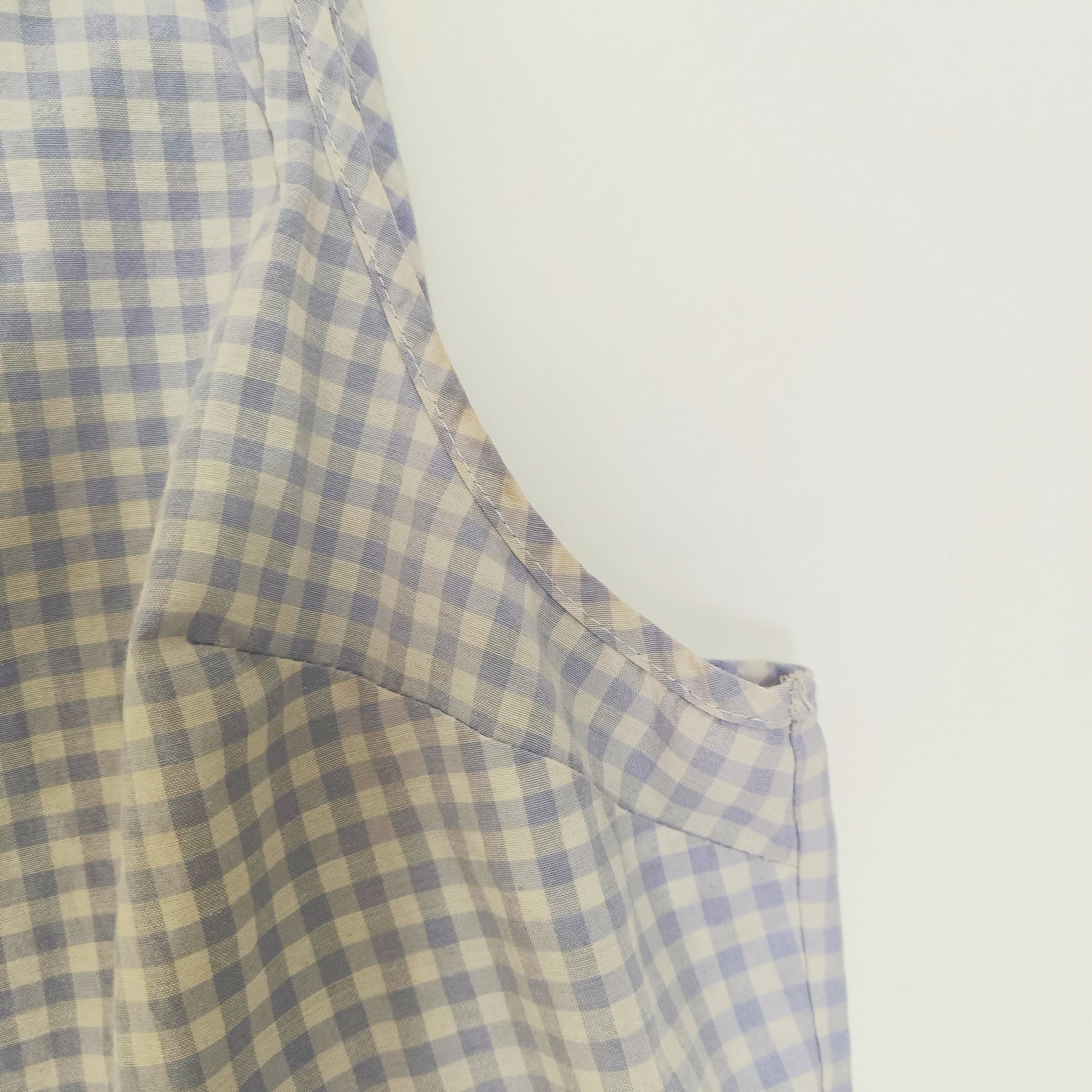 Lilac Gingham Peplum Edge Top Size Extra Large | Preloved