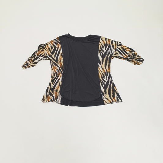 Black & Leopard Print Panelled Womens Top Size Extra Large | Preloved