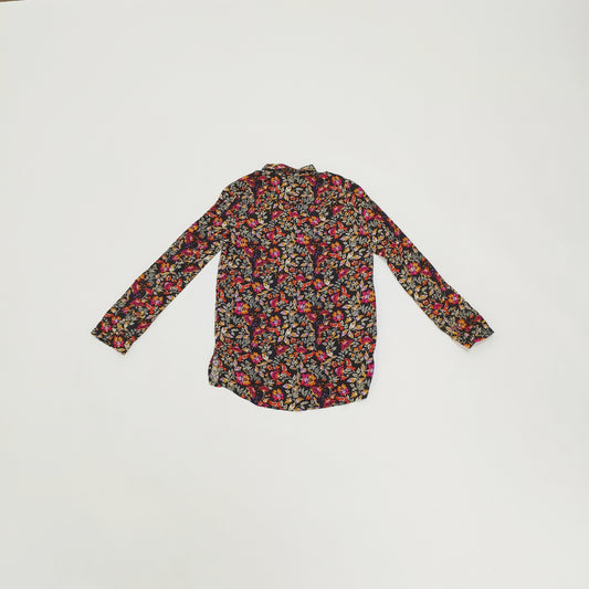 Dark Multicoloured Floral Button Up WOmens Shirt Size Extra Small | Preloved