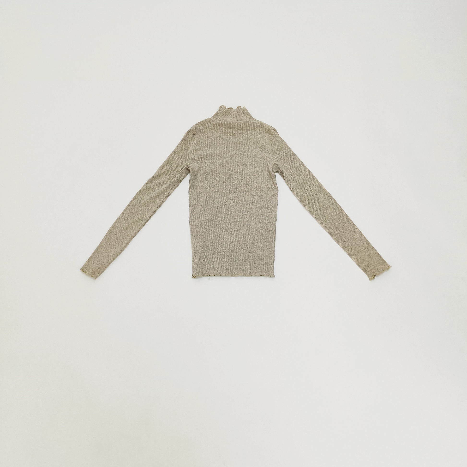 Brown Frilled Edge Long Sleeve Top Size Extra Small | Preloved