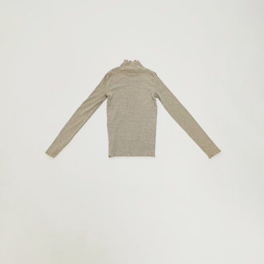 Brown Frilled Edge Long Sleeve Top Size Extra Small | Preloved