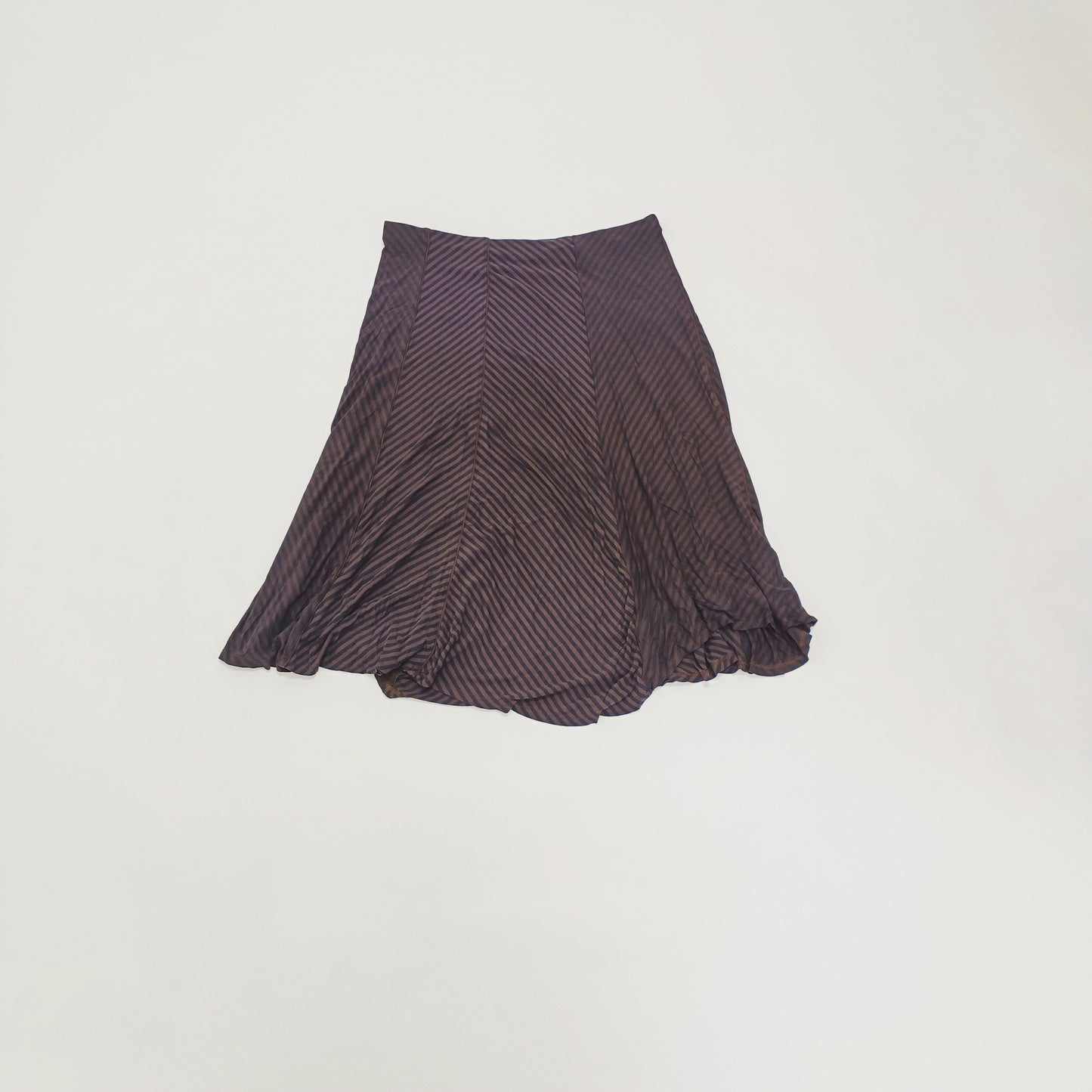 Black & Brown Striped Midi Skirt Size Large | Preloved