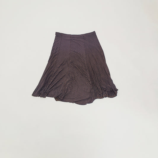 Black & Brown Striped Midi Skirt Size Large | Preloved