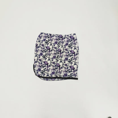 White & Blue Floral Knee Length Skirt Size Extra Large | Preloved