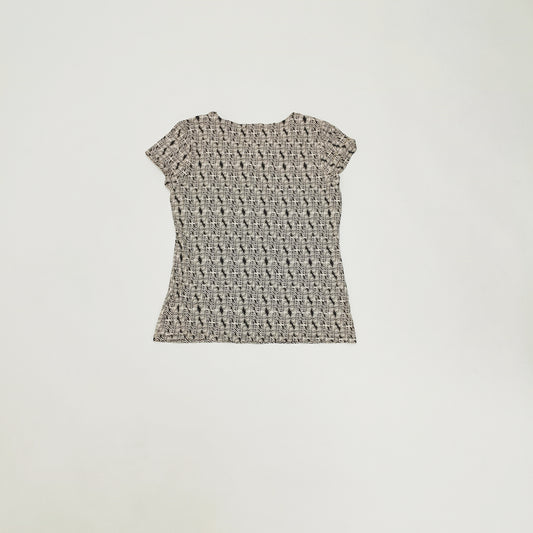 Monochrome Palm Print Short Sleeve T-Shirt Size Large | Preloved