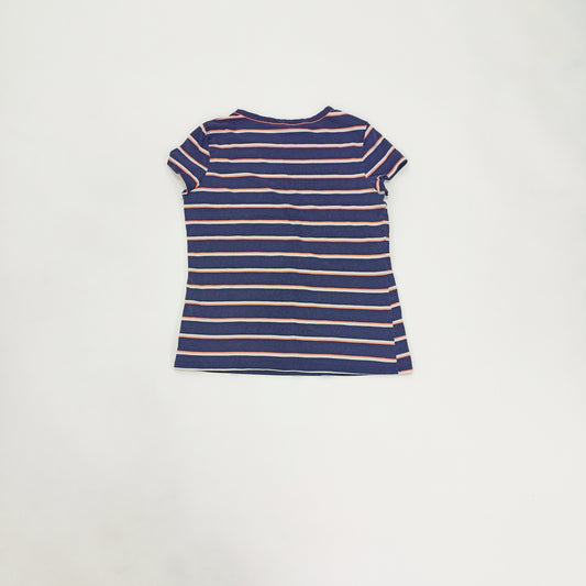 Navy Blue Striped Cap Sleeve T-Shirt Size Medium | Preloved
