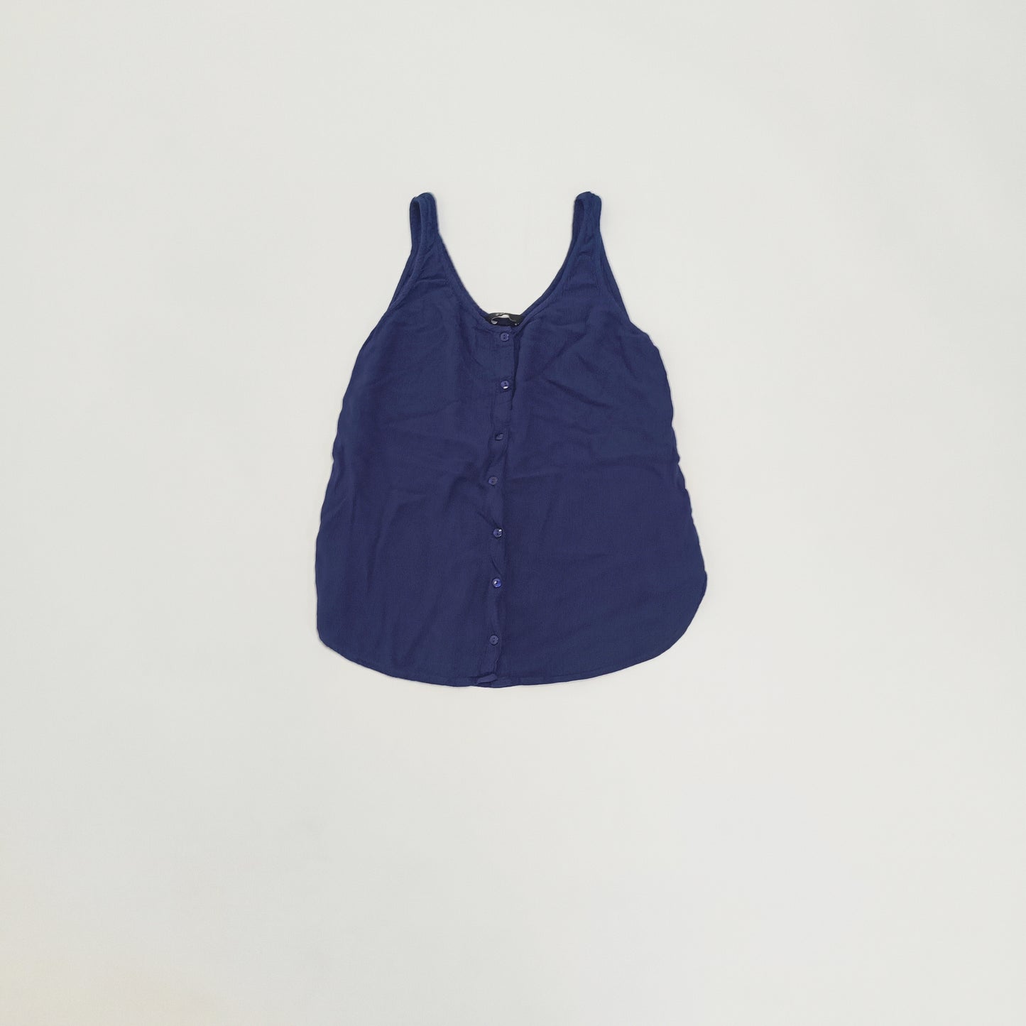 Navy Blue Button Up Sleeveless Top Size Small | Preloved