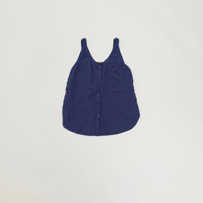 Navy Blue Button Up Sleeveless Top Size Small | Preloved