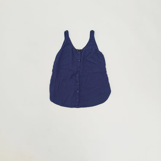 Navy Blue Button Up Sleeveless Top Size Small | Preloved