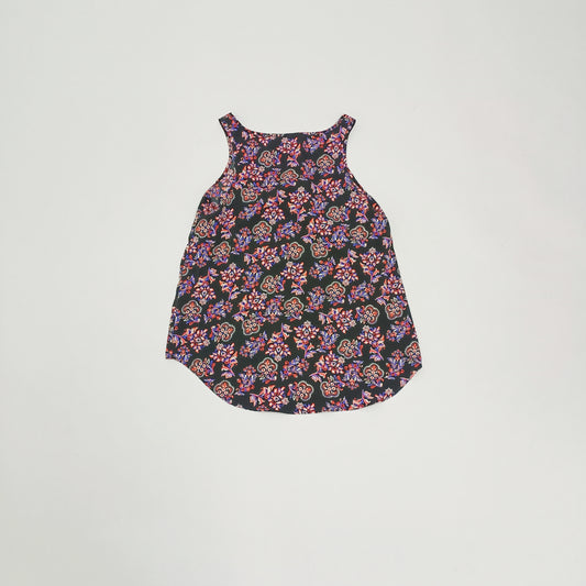 Navy Blue WIth Pink Paisley Print Sleeveless Top Size Small | Preloved