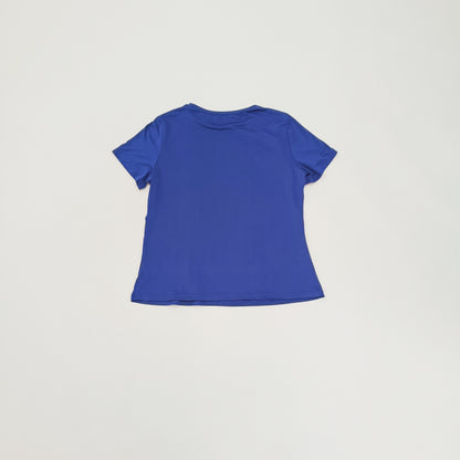 Blue Daisy Motif Lightweight Short Sleeve Fitted T-Shirt Size Extra Large | Preloved