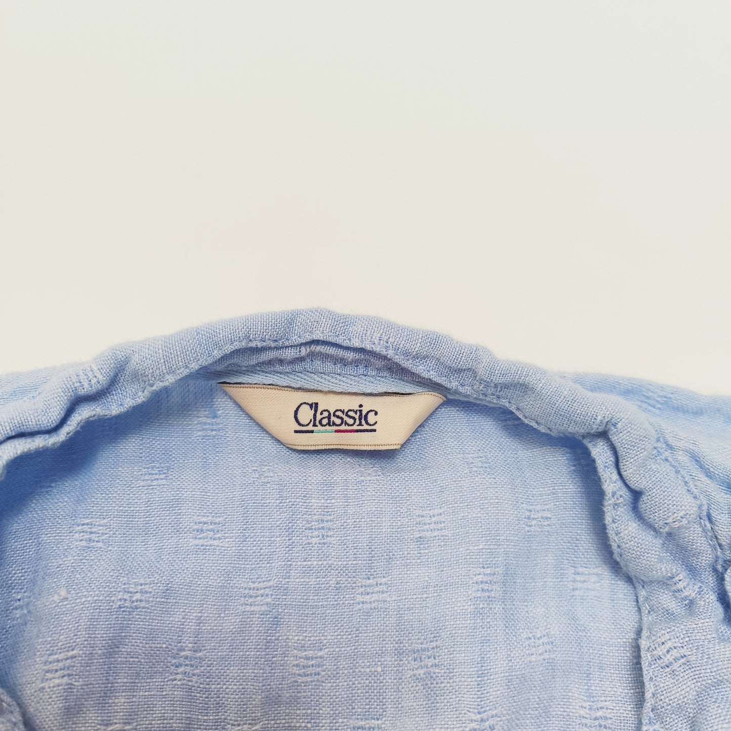 Baby Blue Linen Broderie Detail Top Size Large | Preloved